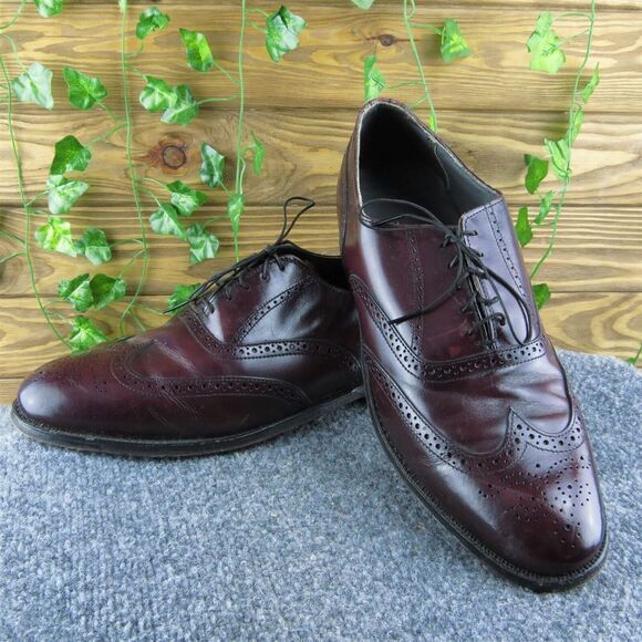 Dexter Wingtip Brogue Men Oxford Shoes Size 11.5 Medium Burgundy  Lace‎ Up - Picture 1 of 10